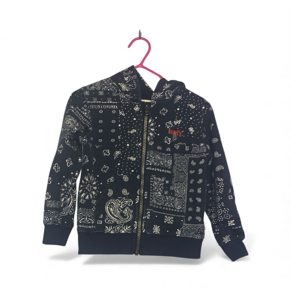 Levi’s Boys 2T Navy Blue Bandana Print Full Zip Up Hoodie
